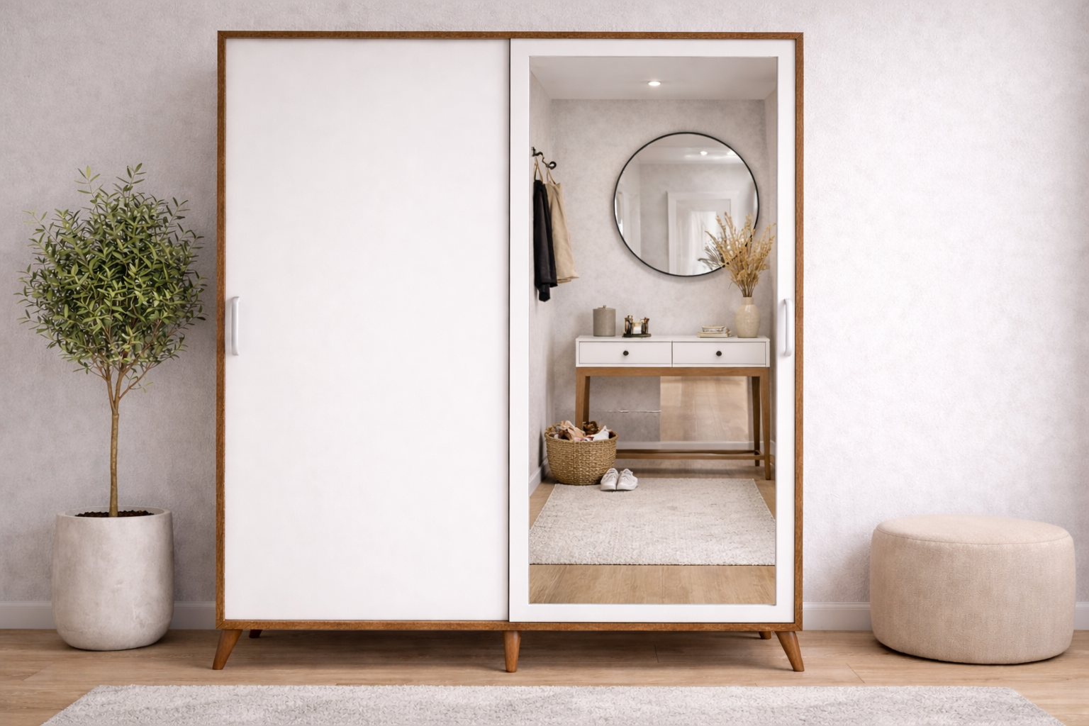 İmaj Sürgülü Portmanto Vestiyer Ceviz Beyaz - Ücretsiz Kurulum