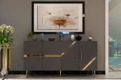 Pınar Konsol Tv Sehpası Çok Amaçlı Dolap 150 cm Antrasit Altın
