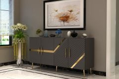 Pınar Konsol Tv Sehpası Çok Amaçlı Dolap 150 cm Antrasit Altın