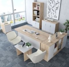 Naomi 6'lı Ofis Takımı Ücretsiz Kurulum Model 2 Meşe Beyaz