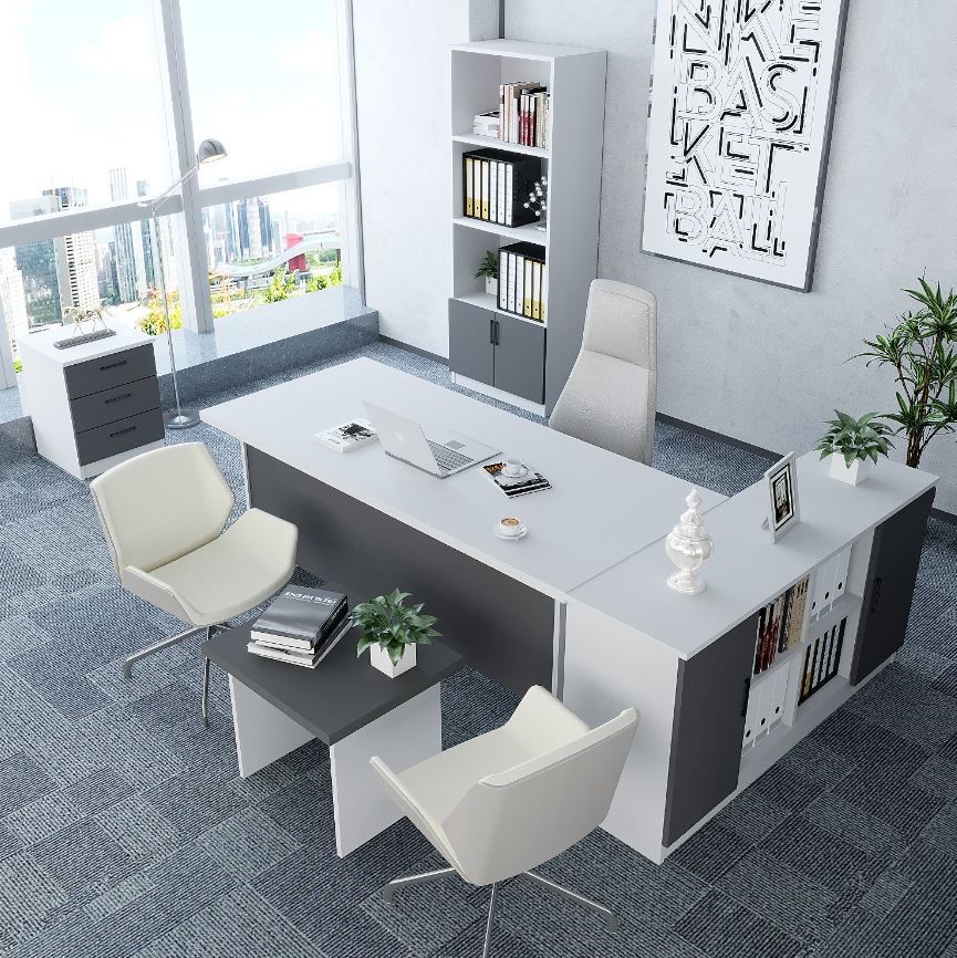 Padova 5'li Ofis Takımı Ücretsiz Kurulum Model 3 Beyaz Füme