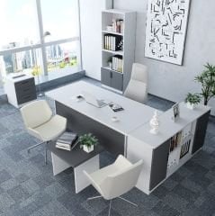 Padova 5'li Ofis Takımı Ücretsiz Kurulum Model 3 Beyaz Füme