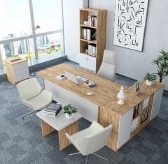 Padova 5'li Ofis Takımı Ücretsiz Kurulum Model 3 Çam Beyaz