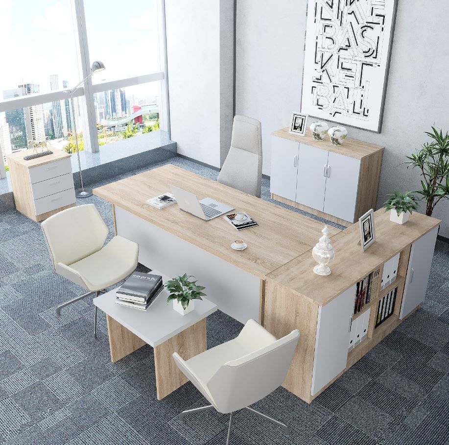 Oliver 5'li Ofis Takımı Ücretsiz Kurulum Model 4 Meşe Beyaz