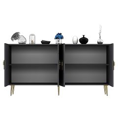 Handle Konsol Tv Sehpası Çok Amaçlı Dolap 150 cm Antrasit Altın