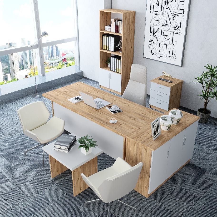 Bubble 5'li Ofis Takımı Ücretsiz Kurulum Model 5 Çam Beyaz