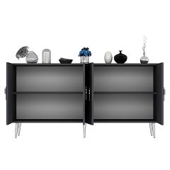 Handle Konsol Tv Sehpası Çok Amaçlı Dolap 150 cm Antrasit Gümüş