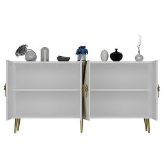 Handle Konsol Tv Sehpası Çok Amaçlı Dolap 150 cm Beyaz Altın