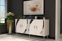 Handle Konsol Tv Sehpası Çok Amaçlı Dolap 150 cm Beyaz Gümüş