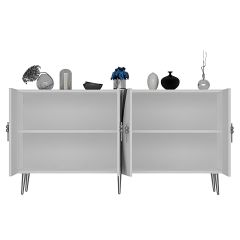 Handle Konsol Tv Sehpası Çok Amaçlı Dolap 150 cm Beyaz Gümüş