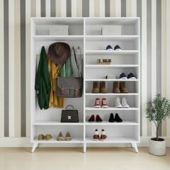 Açelya Portmanto Vestiyer Ayakkabılık Beyaz-Ücretsiz Kurulum M2