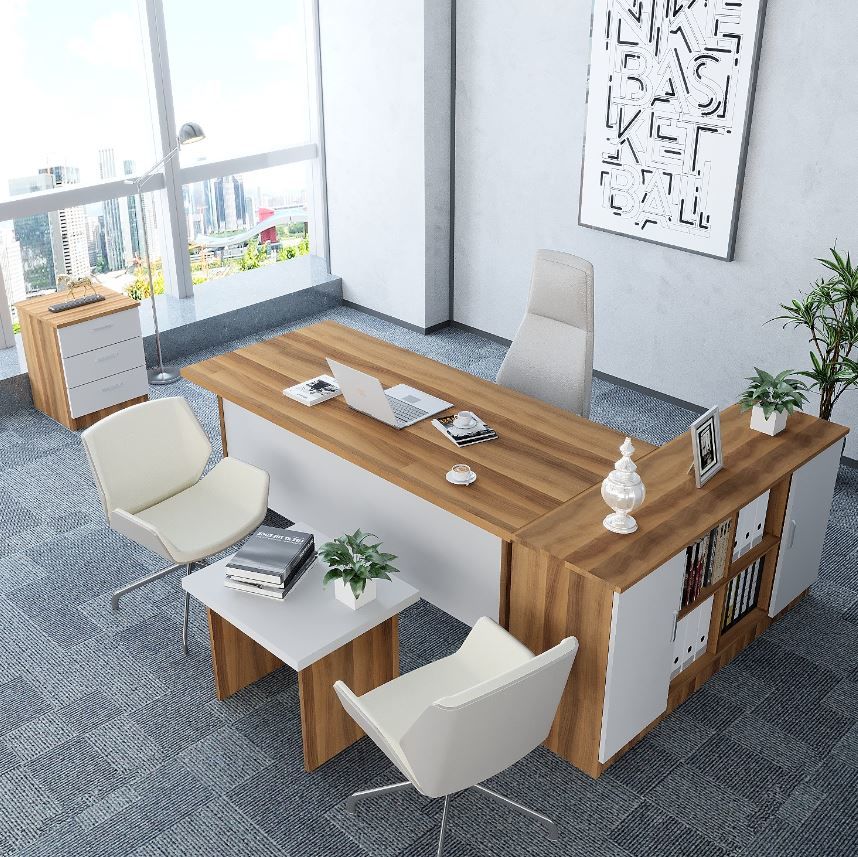 Pasha 4'lü Ofis Takımı Ücretsiz Kurulum Model 6 Ceviz Beyaz