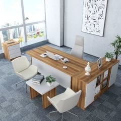 Pasha 4'lü Ofis Takımı Ücretsiz Kurulum Model 6 Ceviz Beyaz